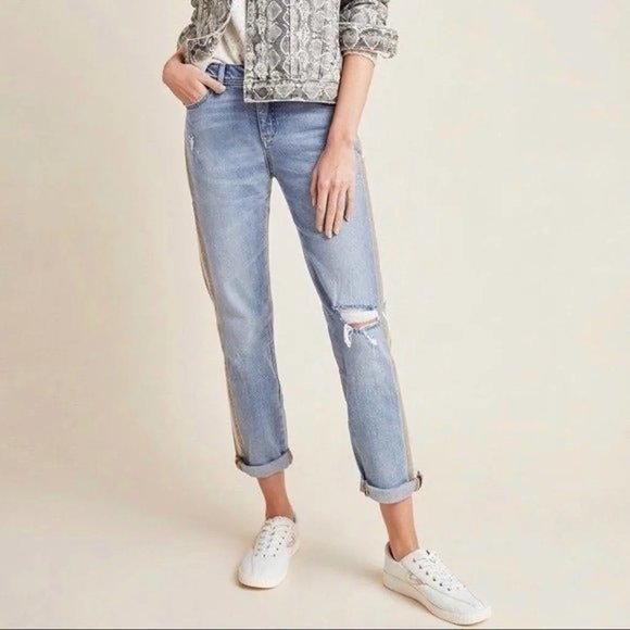 Anthropologie Denim - NEW Anthropologie Pilcro Side Stripe Slim Boyfriend Distressed Mom Jeans Sz 30**